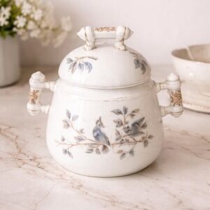 Charles Field Haviland Limoges Schleiger 1300 Blue Floral Tea or Biscuit Jar, 6"